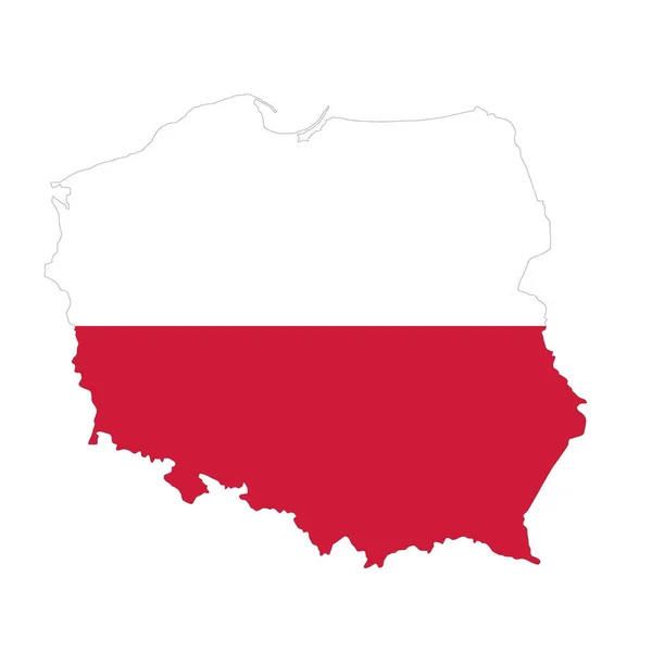 Mapa Político Vectorial Polonia Con Bandera Aislada Sobre Fondo Blanco — Vector de stock
