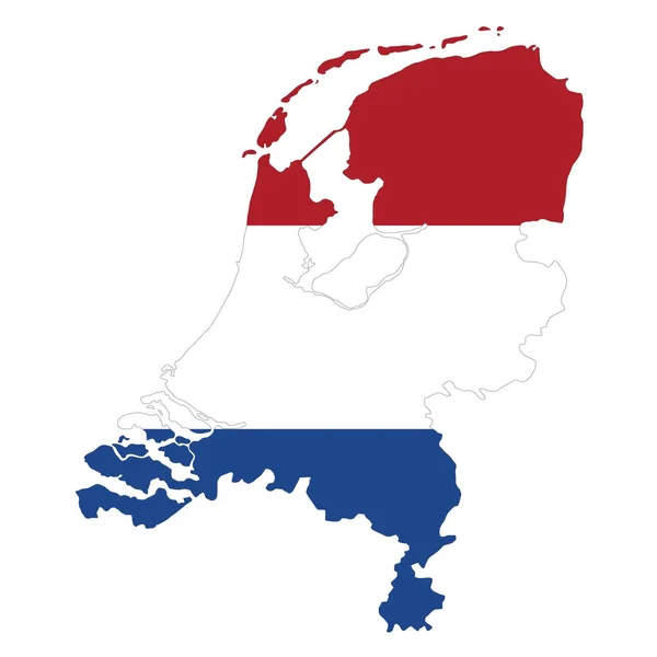 Vektorkarte Der Niederlande Mit Fahne Auf Weißem Hintergrund — Stockvektor