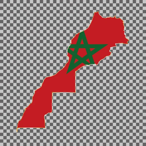 Mapa Bandeira Vetorial Marrocos Com Moldura Ouro Isolada Sobre Fundo — Vetor de Stock
