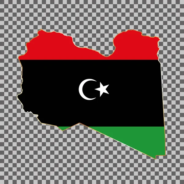 白い背景に金の枠が孤立したリビアのベクトル旗地図 — ストックベクタ