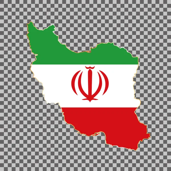 Vector Vlag Kaart Van Iran Met Gouden Frame Geïsoleerd Witte — Stockvector