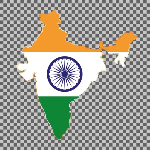 Mapa Bandera Del Vector India Con Marco Oro Aislado Sobre — Archivo Imágenes Vectoriales