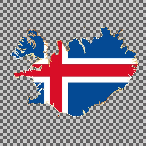 Mapa Bandera Del Vector Islandia Con Marco Oro Aislado Sobre — Archivo Imágenes Vectoriales