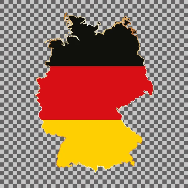 Mapa Bandera Del Vector Alemania Con Marco Oro Aislado Sobre — Vector de stock