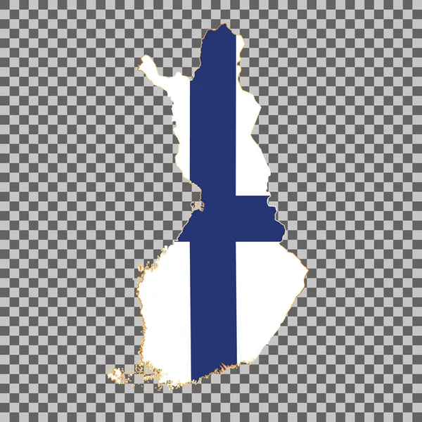 Mapa Bandera Vectorial Finlandia Con Marco Oro Aislado Sobre Fondo — Vector de stock