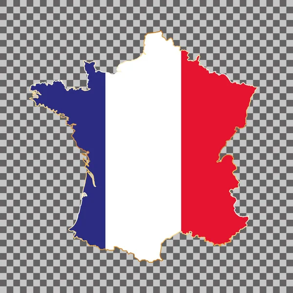 Vector Flag Map France Gold Frame Isolated White Background — Stock Vector