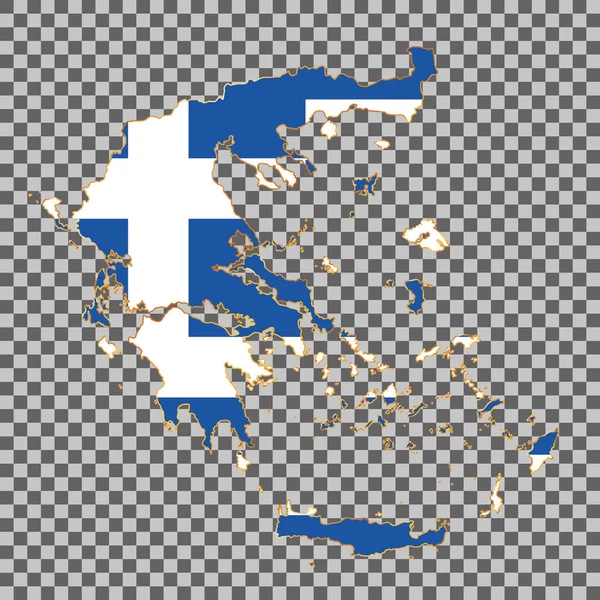ギリシャのベクトル旗の地図白い背景に金の枠が孤立していて — ストックベクタ