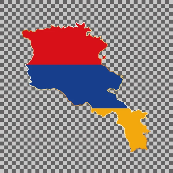 Vektor Flagga Karta Över Armenien Med Guld Ram Isolerad Vit — Stock vektor