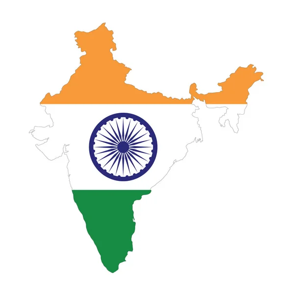 Hindistan 'ın beyaz zemin üzerinde izole edilmiş altın çerçeveli vektör bayrağı haritası