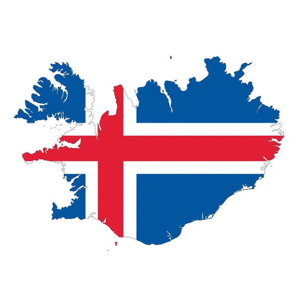 Vector Mapa Bandera Islandia Aislado Sobre Fondo Blanco — Vector de stock