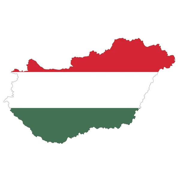 Carte Politique Vectorielle Hongrie Avec Drapeau Isolé Sur Fond Blanc — Image vectorielle