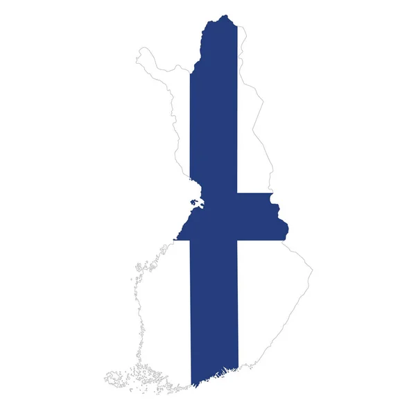 Mapa Político Vectorial Finlandia Con Bandera Aislada Sobre Fondo Blanco — Vector de stock