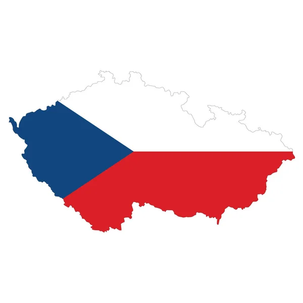 Mapa Vectorial República Checa Con Bandera Sobre Fondo Blanco — Vector de stock