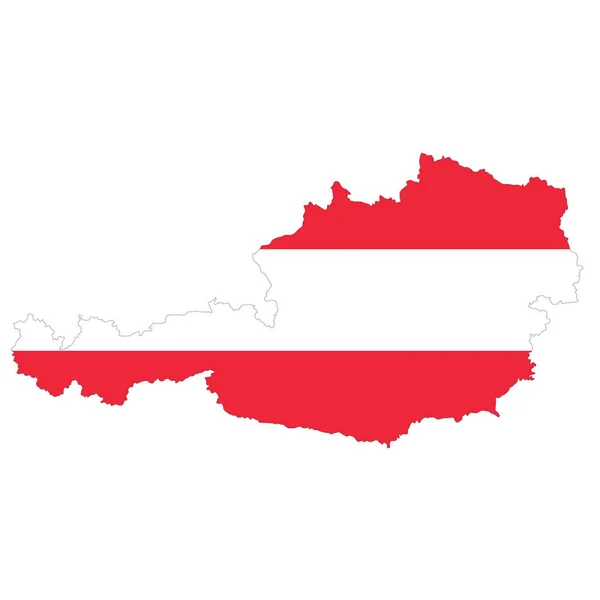 Mapa Político Vectorial Austria Con Bandera Aislada Sobre Fondo Blanco — Vector de stock