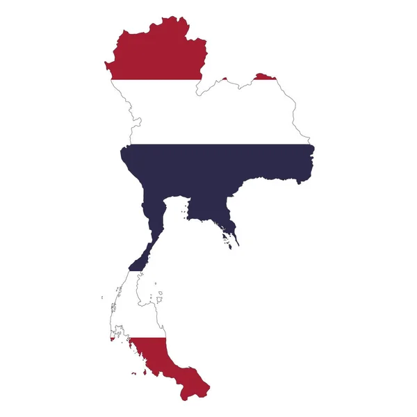 Vektor Karta Flagga Thailand Isolerad Vit Bakgrund — Stock vektor