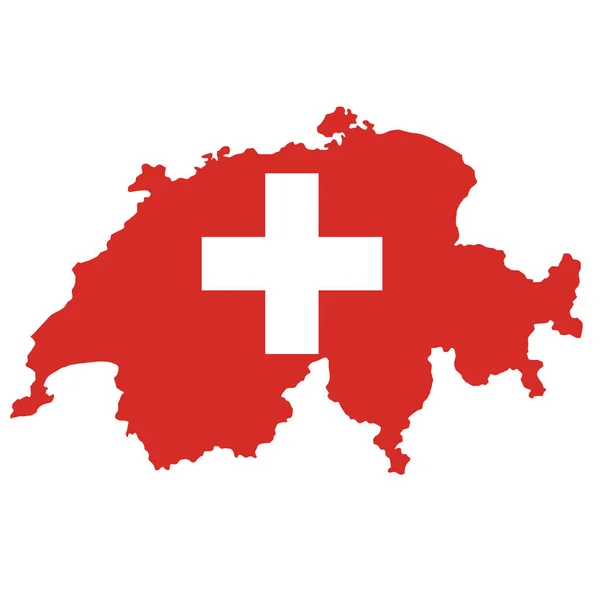 Politisk Karta Över Schweiz Med Flagga Isolerad Vit Bakgrund — Stock vektor