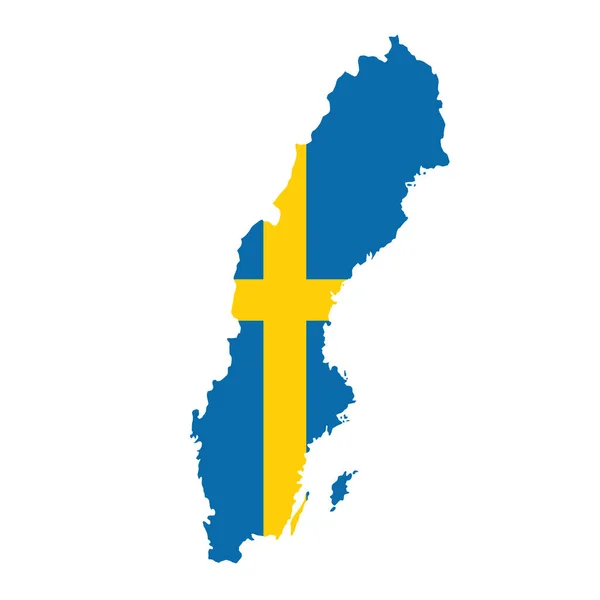 Vector Mapa Bandera Suecia Aislado Sobre Fondo Blanco — Vector de stock