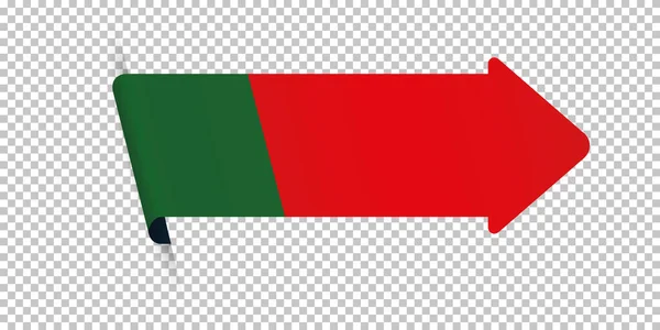 Šipka Záložka Banner Portugalskou Vlajkou Průhledném Pozadí — Stockový vektor