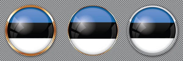 Ronde Knopen Met Vlag Van Estland Transparante Achtergrond — Stockvector