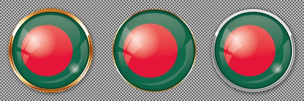 Okrągłe Przyciski Flagą Bangladeszu Przezroczystym Tle — Wektor stockowy