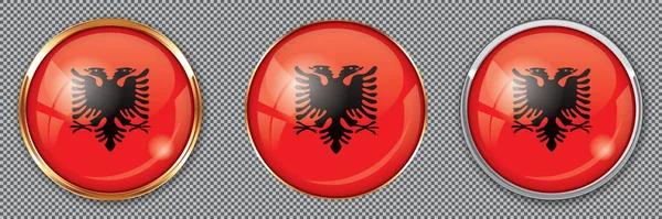 Buttons Flag Albania Transparent Background — Stock Vector