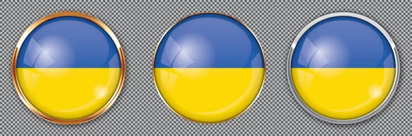 Ronde Knopen Met Vlag Van Oekraïne Transparante Achtergrond — Stockvector