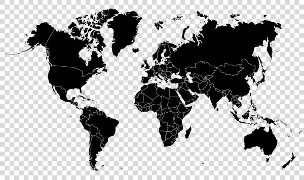 Kaart Van Het Wereldsilhouet — Stockvector