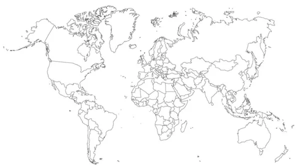 Kaart Van Het Wereldsilhouet — Stockvector