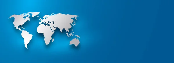 Mapa Del Mundo Plateado Sobre Fondo Azul Degradado Con Líneas — Vector de stock