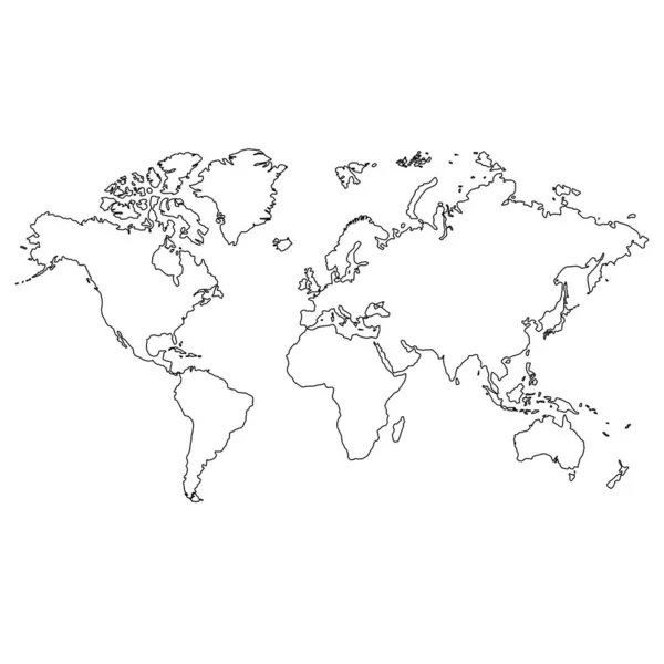 Yüksek Detaylı Dünya Haritası Dünya Haritasının Vektör Çizimi — Stok Vektör