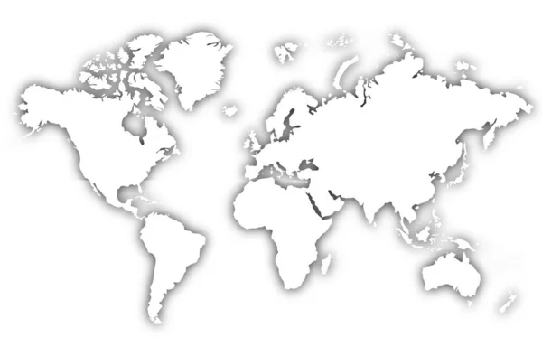 Mappa Del Mondo Alto Dettaglio Illustrazione Vettoriale Della Mappa Della — Vettoriale Stock