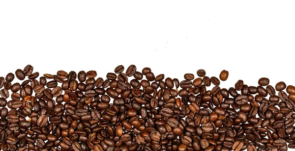 Geroosterde Bruine Koffiebonen Witte Achtergrond — Stockfoto