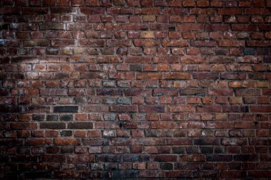 Eski kırmızı tuğla duvarın arka planı. Grunge tuğla işçiliğinin dokusu