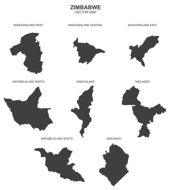 Beyaz arkaplanda Zimbabwe 'nin siyasi haritası