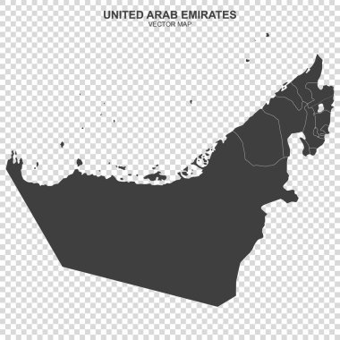 Birleşik Arap Emirlikleri 'nin siyasi haritası şeffaf arkaplanda izole edildi