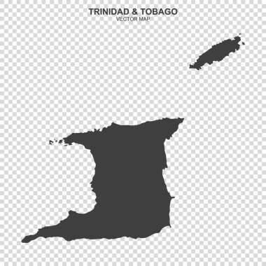 Trinidad ve Tobago 'nun siyasi haritası şeffaf arkaplanda izole edildi