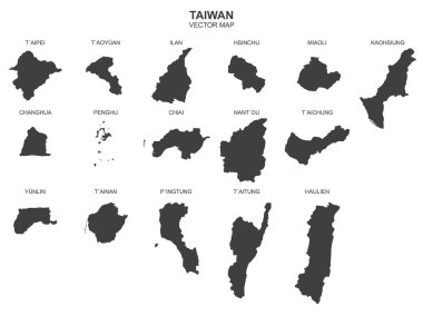 Beyaz arkaplanda Tayvan 'ın vektör haritası