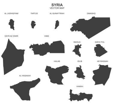 Suriye 'nin siyasi haritası beyaz arkaplanda izole