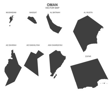 Umman 'ın siyasi haritası beyaz arkaplanda izole edildi