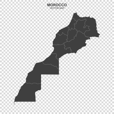 Fas 'ın siyasi haritası şeffaf arkaplanda izole edildi