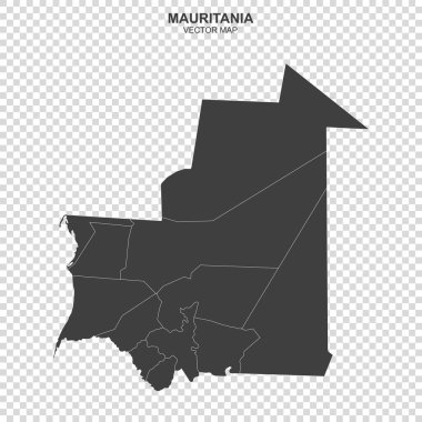Moritanya 'nın siyasi haritası şeffaf arkaplanda izole edildi