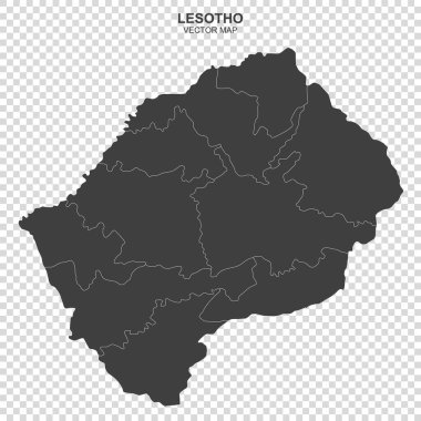 Lesotho 'nun siyasi haritası şeffaf arkaplanda izole edildi