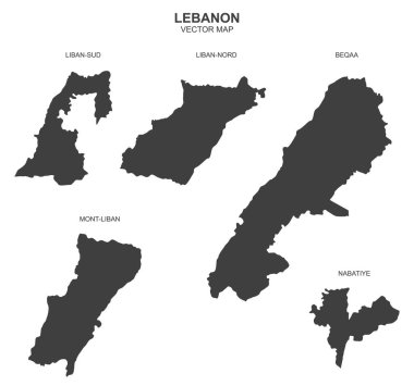 Lübnan 'ın siyasi haritası şeffaf arkaplanda izole edildi