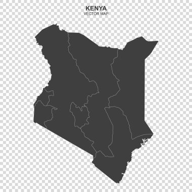 Kenya 'nın siyasi haritası şeffaf arkaplanda izole edildi