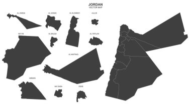 Ürdün 'ün siyasi haritası şeffaf arkaplanda izole