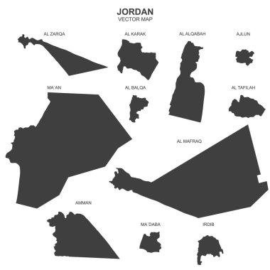 Ürdün 'ün siyasi haritası şeffaf arkaplanda izole