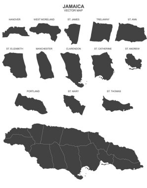 Jamaika 'nın siyasi haritası şeffaf arkaplanda izole