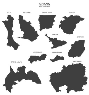 Gana 'nın siyasi haritası şeffaf arkaplanda izole edildi