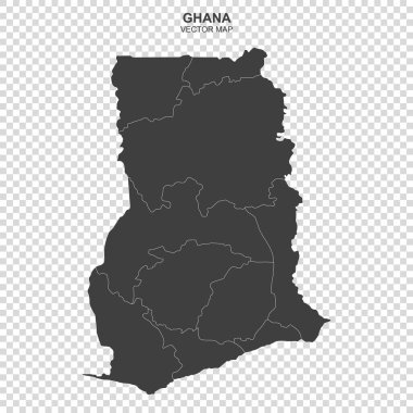 Gana 'nın siyasi haritası şeffaf arkaplanda izole edildi