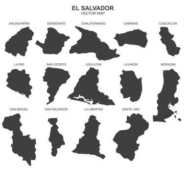 Beyaz arka planda El Salvador 'un siyasi haritası